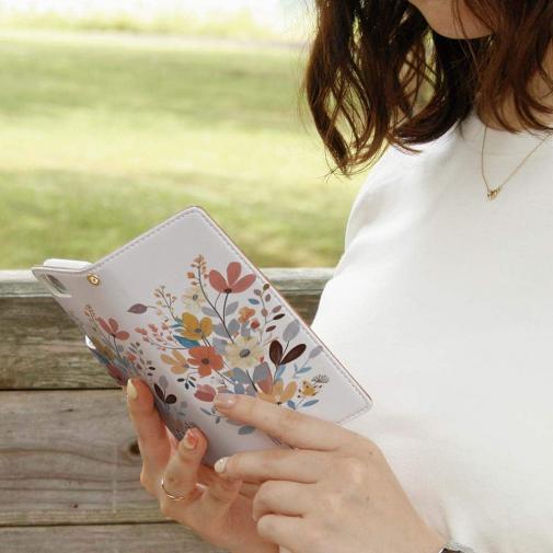 【手帳型】北欧パステルカラーの花