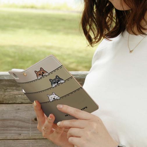 【手帳型】柴犬たちのひょっこり顔出し_くっきりバージョン(wakat)