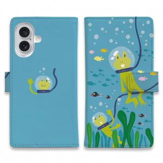 【手帳型】水中散歩するカエルくん_カラフル(wakat)