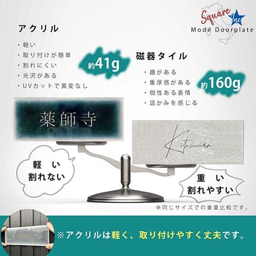 表札 長方形 Mode Doorplate Inc. 明朝体 文字マットシルバー