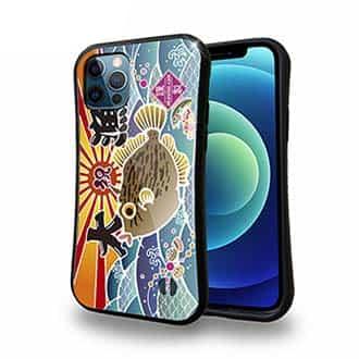 【S-LINE】赤ワイン　大漁旗スマホケース　カワハギ