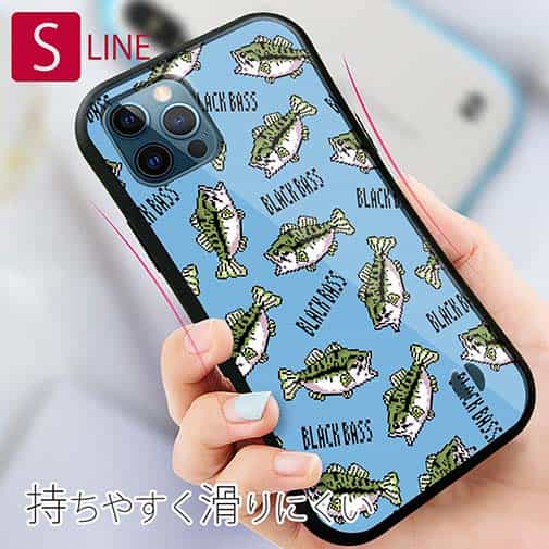 【S-LINE】【釣りざんまい】ドット絵のブラックバスがいっぱい_カラフルスカイブルー