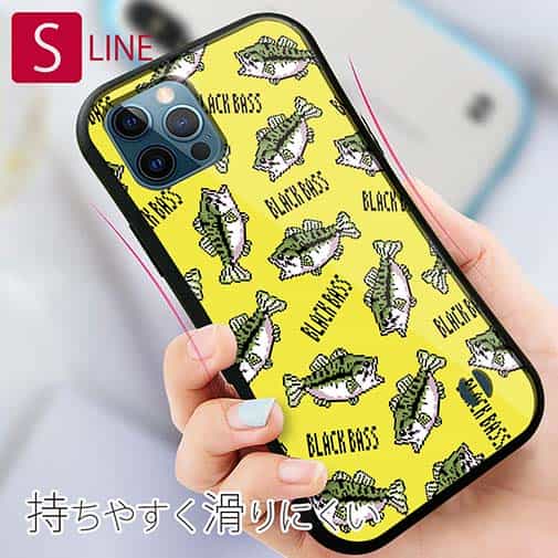 【S-LINE】【釣りざんまい】ドット絵のブラックバスがいっぱい_カラフルイエロー