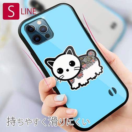 【S-LINE】【彫姫】TATTOO HURTS 猫（ブルー）　和彫りデザイン