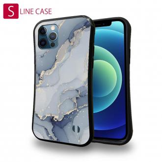 【S-LINE】くすみカラーマーブル調 ブルー＆ゴールド