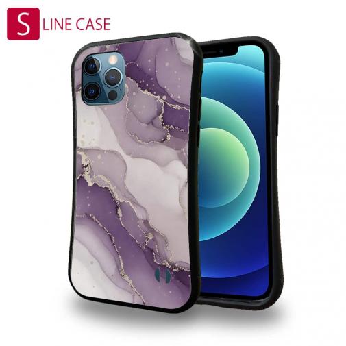 【S-LINE】くすみカラーマーブル調 パープル＆ゴールド