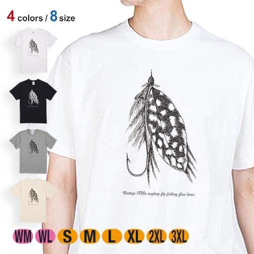 【Tシャツ】Vintage 1800s angling fly fishing 5.6oz Cotton:100%