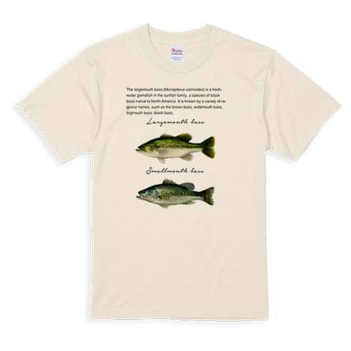 【Tシャツ】オオクチバス(ラージマウスバス)とコクチバス(スモールマウスバス) 5.6oz Cotton:100%