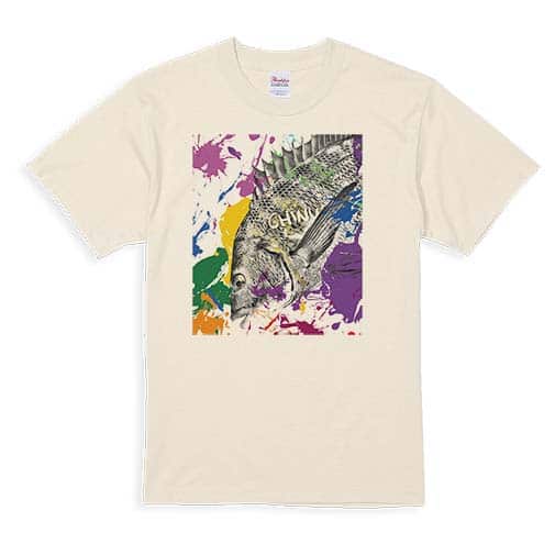 【Tシャツ】チヌ(クロダイ)　ペンキペイント 5.6oz Cotton:100%
