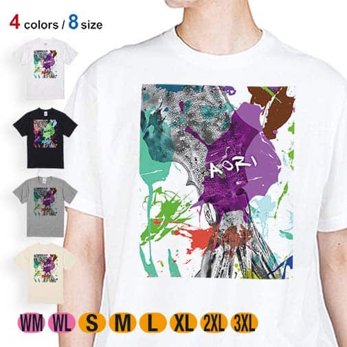 【Tシャツ】アオリイカ　ペンキペイント 5.6oz Cotton:100%