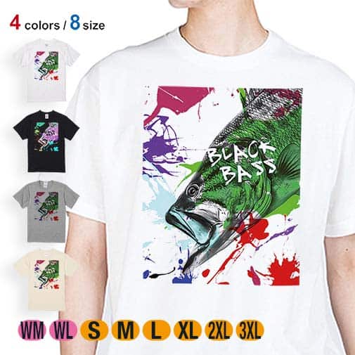 【Tシャツ】ブラックバス ペンキペイント 5.6oz Cotton:100%
