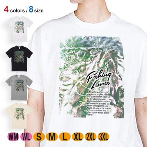 【Tシャツ】ブラックバスのバイト ペイント風 グリーン 5.6oz Cotton:100%