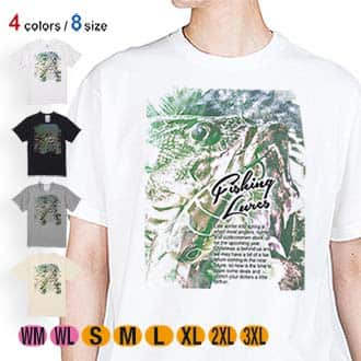 【Tシャツ】ブラックバスのバイト　ペイント風　グリーン 5.6oz Cotton:100%