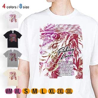 【Tシャツ】ブラックバスのバイト　ペイント風　レッド 5.6oz Cotton:100%