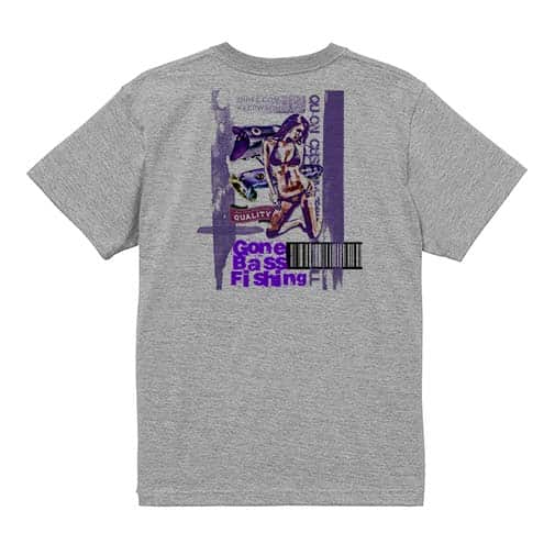 【Tシャツ】Gone Bass Fishing ローライダーポスター風　パープル 5.6oz Cotton:100%