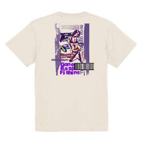 【Tシャツ】Gone Bass Fishing ローライダーポスター風　パープル 5.6oz Cotton:100%