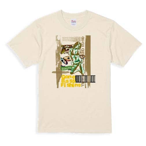 【Tシャツ】Gone Bass Fishing ローライダーポスター風　イエロー 5.6oz Cotton:100%