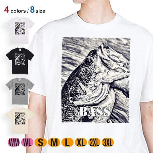 【Tシャツ】ブラックバス ハンドランディング モノトーン 5.6oz Cotton:100%