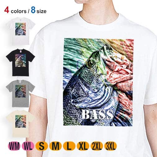 【Tシャツ】ブラックバス ハンドランディング カラフル 5.6oz Cotton:100%