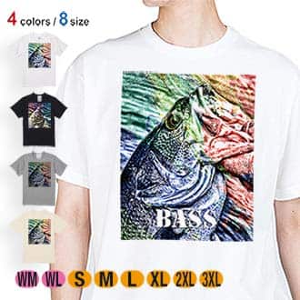 【Tシャツ】ブラックバス　ハンドランディング　カラフル 5.6oz Cotton:100%
