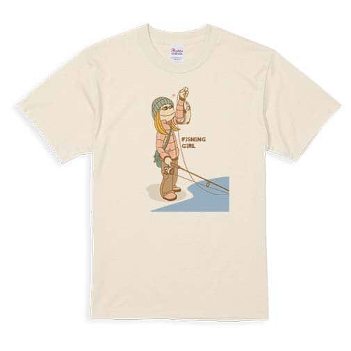 【Tシャツ】釣りガール　イラスト 5.6oz Cotton:100%