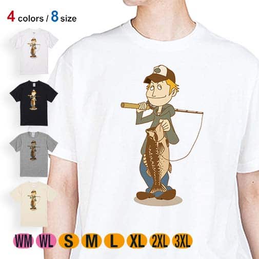 【Tシャツ】釣りボーイ　イラスト 5.6oz Cotton:100%