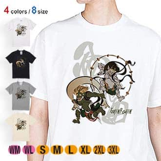 【Tシャツ】浮世絵　風神雷神 5.6oz Cotton:100%