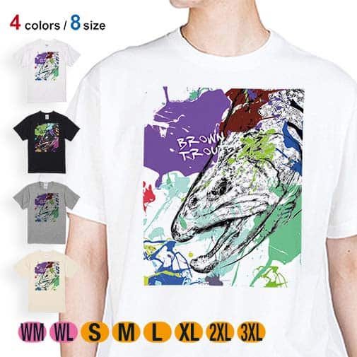 【Tシャツ】ブラウントラウト ペンキペイント 5.6oz Cotton:100%