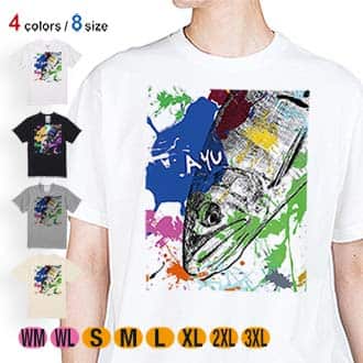 【Tシャツ】アユ　ペンキペイント 5.6oz Cotton:100%