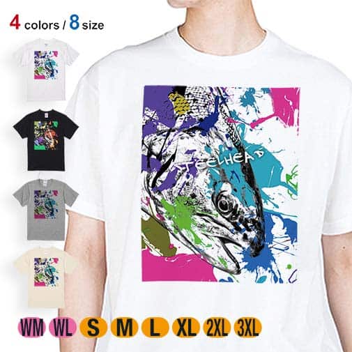 【Tシャツ】ニジマス(スチールヘッド)　ペンキペイント 5.6oz Cotton:100%