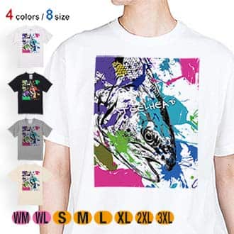 【Tシャツ】ニジマス(スチールヘッド)　ペンキペイント 5.6oz Cotton:100%