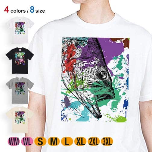 【Tシャツ】ブラックバス2　ペンキペイント 5.6oz Cotton:100%