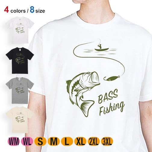 【Tシャツ】バス釣り 5.6oz Cotton:100%