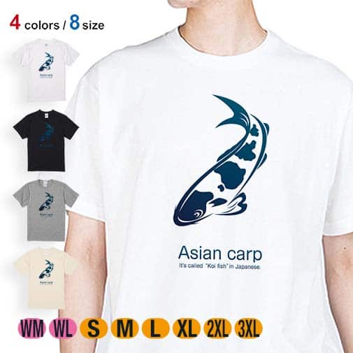【Tシャツ】錦鯉(アジアン カープ) ホワイト 5.6oz Cotton:100%