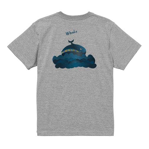 【Tシャツ】コミカルなクジラのイラスト 5.6oz Cotton:100%