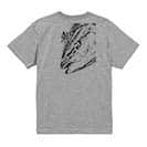 【Tシャツ】鰤(ブリ)　墨絵風　白 5.6oz Cotton:100%