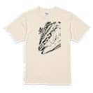 【Tシャツ】鰤(ブリ)　墨絵風　白 5.6oz Cotton:100%