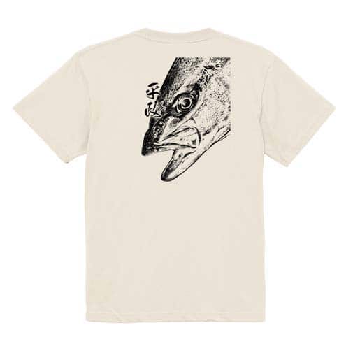 【Tシャツ】平政(ヒラマサ)墨絵風　白 5.6oz Cotton:100%