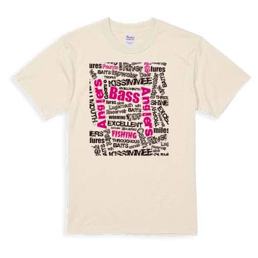 【Tシャツ】BASS テキストデザイン　ショッキングピンク 5.6oz Cotton:100%