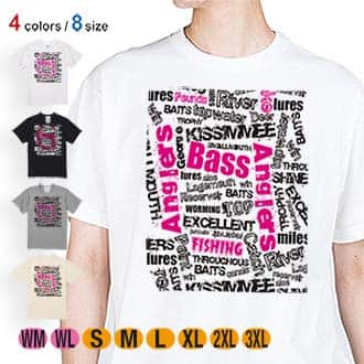 【Tシャツ】BASS テキストデザイン　ショッキングピンク 5.6oz Cotton:100%