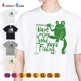 【Tシャツ】【釣りざんまい】カエルが釣りをするでケロ 5.6oz Cotton:100%