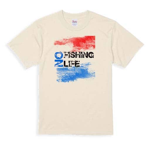 【Tシャツ】No Fishing No Life レッド&ブルー 5.6oz Cotton:100%
