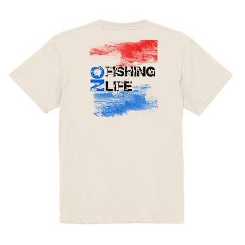 【Tシャツ】No Fishing No Life レッド&ブルー 5.6oz Cotton:100%