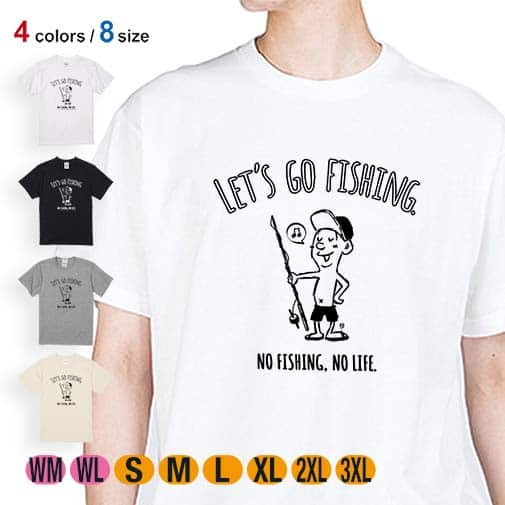 【Tシャツ】【釣りざんまい】レッツゴーフィッシング アングラー 5.6oz Cotton:100%