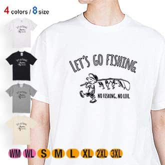 【Tシャツ】【釣りざんまい】レッツゴーフィッシング ルアーと少年 5.6oz Cotton:100%