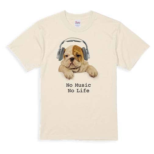 【Tシャツ】ブルドックだってNo Music No Life 5.6oz Cotton:100%