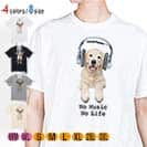 【Tシャツ】レトリバーだってNo Music No Life 5.6oz Cotton:100%