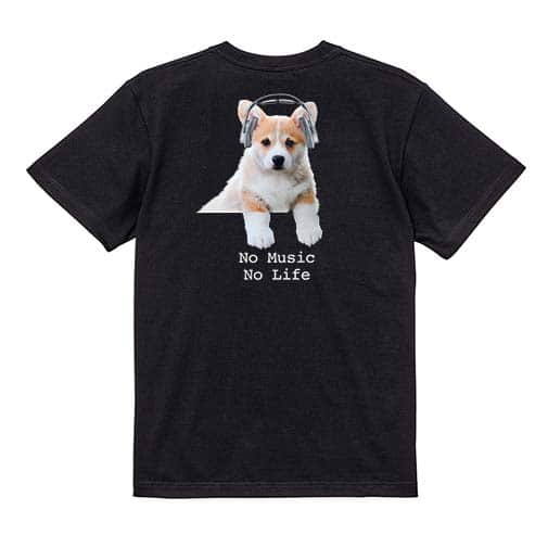 【Tシャツ】コーギーだってNo Music No Life 5.6oz Cotton:100%