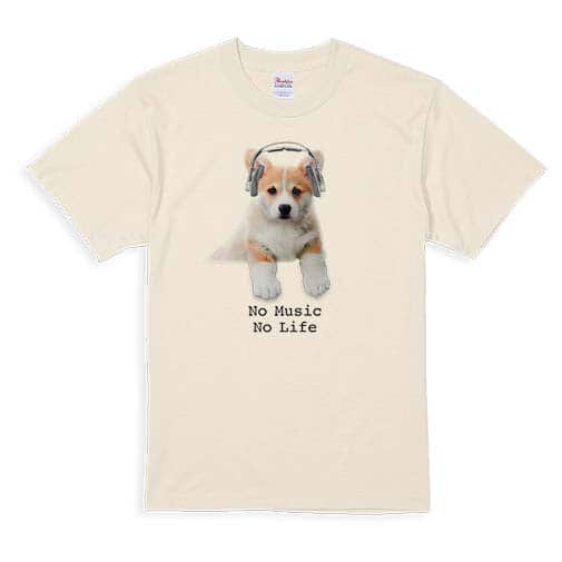 【Tシャツ】コーギーだってNo Music No Life 5.6oz Cotton:100%
