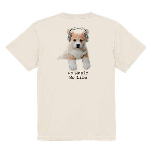 【Tシャツ】コーギーだってNo Music No Life 5.6oz Cotton:100%